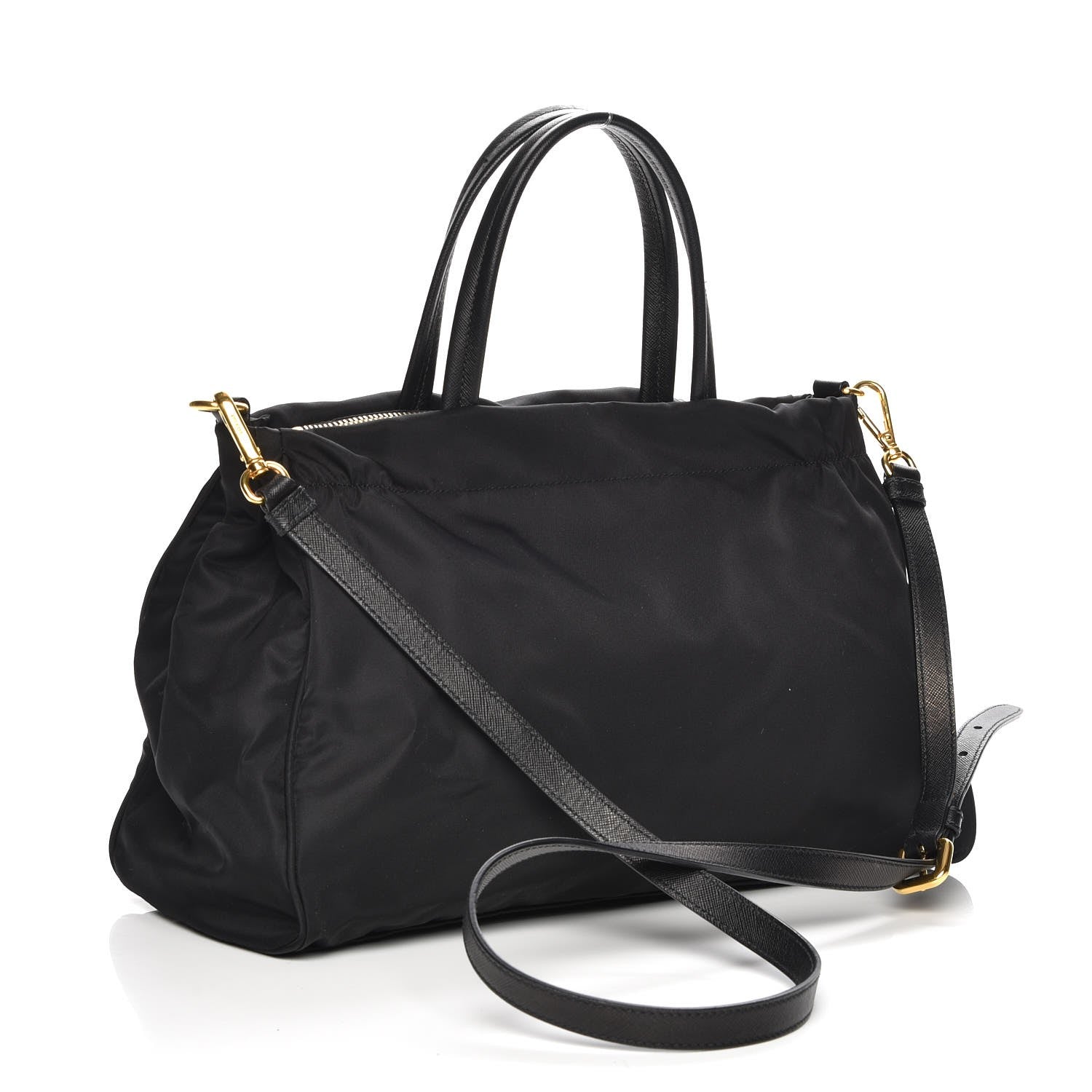 Prada Tessuto Nylon Saffiano Shopping Satchel Black 4 of 9