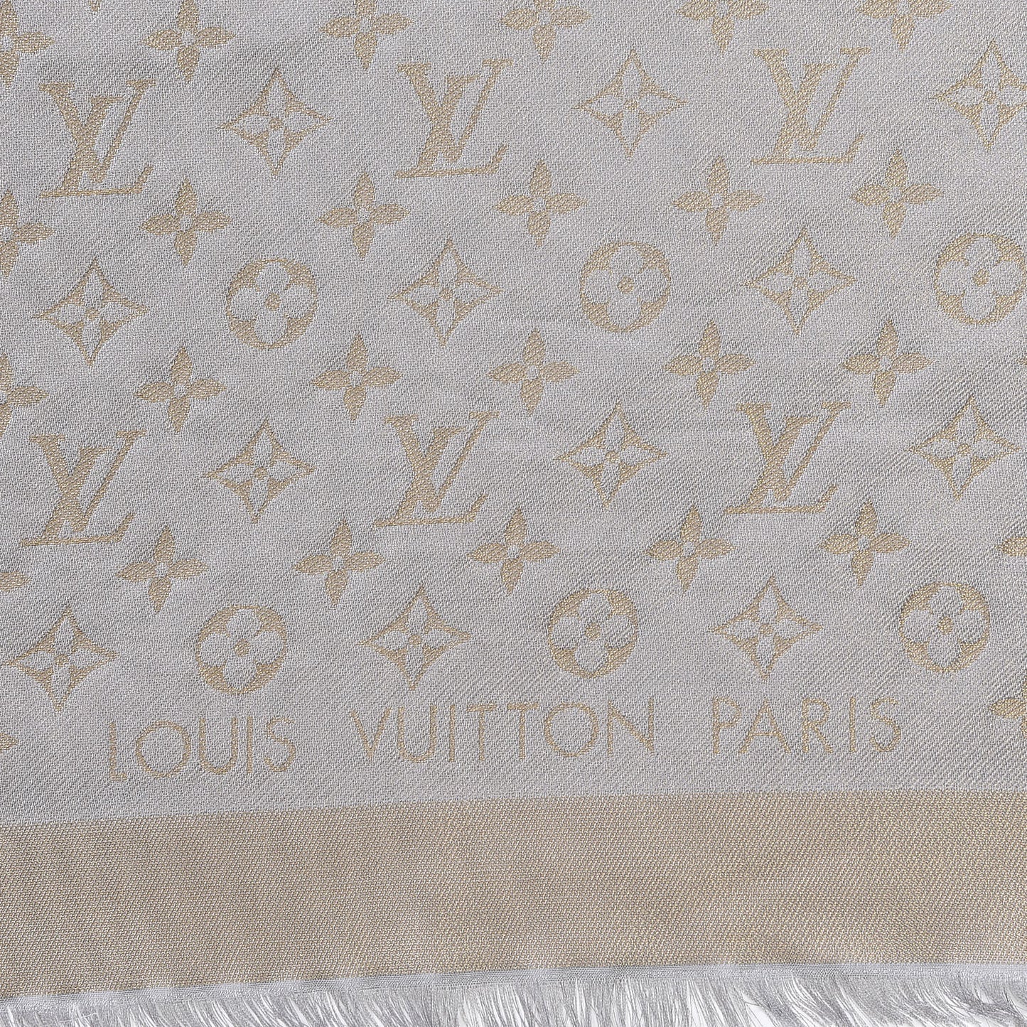 Silk Lurex Wool Monogram Shine Shawl Greige