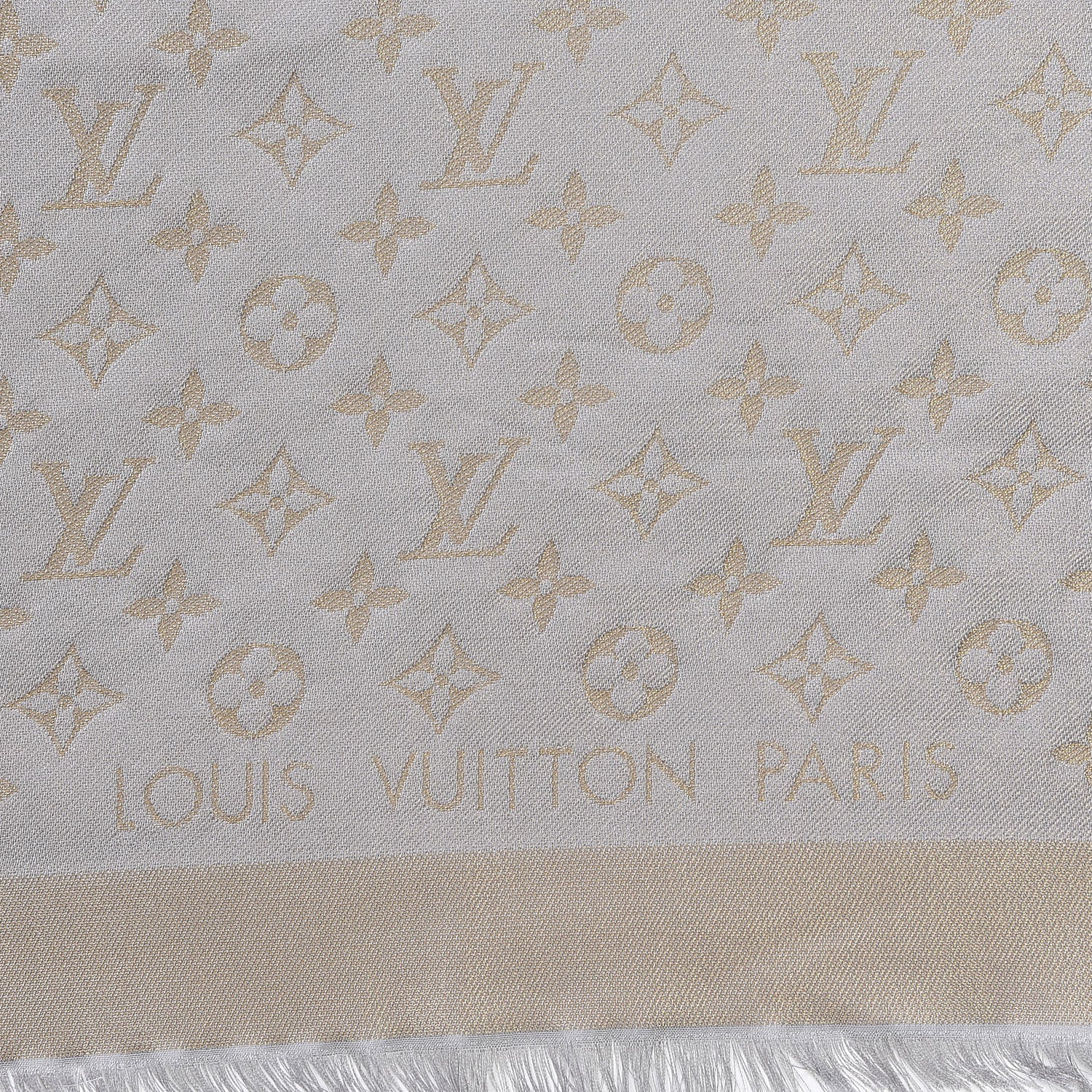 Louis Vuitton Silk Lurex Wool Monogram Shine Shawl Greige 3 of 7