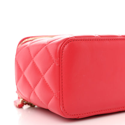 Chanel Lambskin Quilted Small Pearl Crush Vanity Case With Chain Red 9 of 15