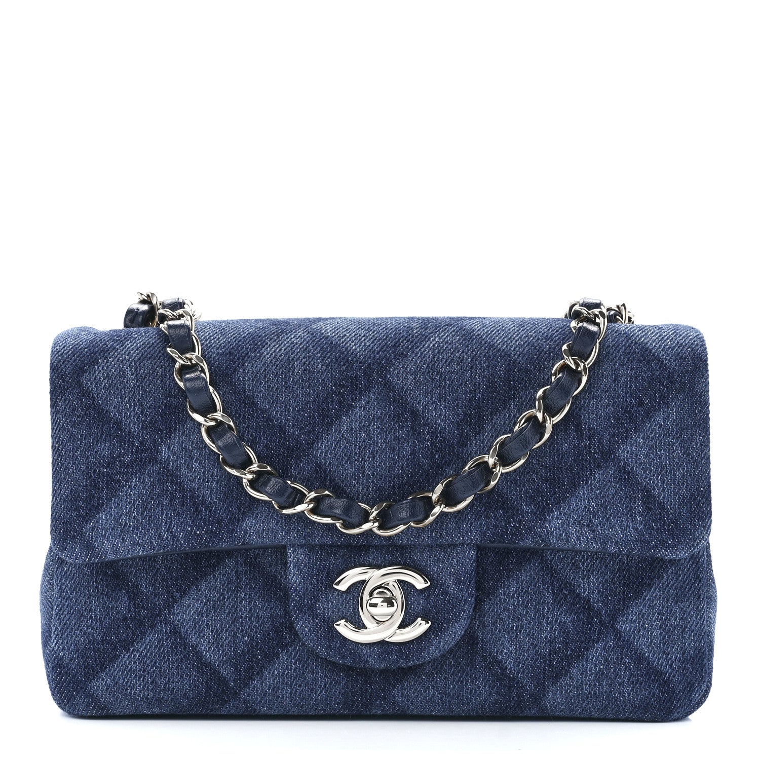 Chanel Printed Denim Quilted Mini Rectangular Flap Dark Blue 1 of 13