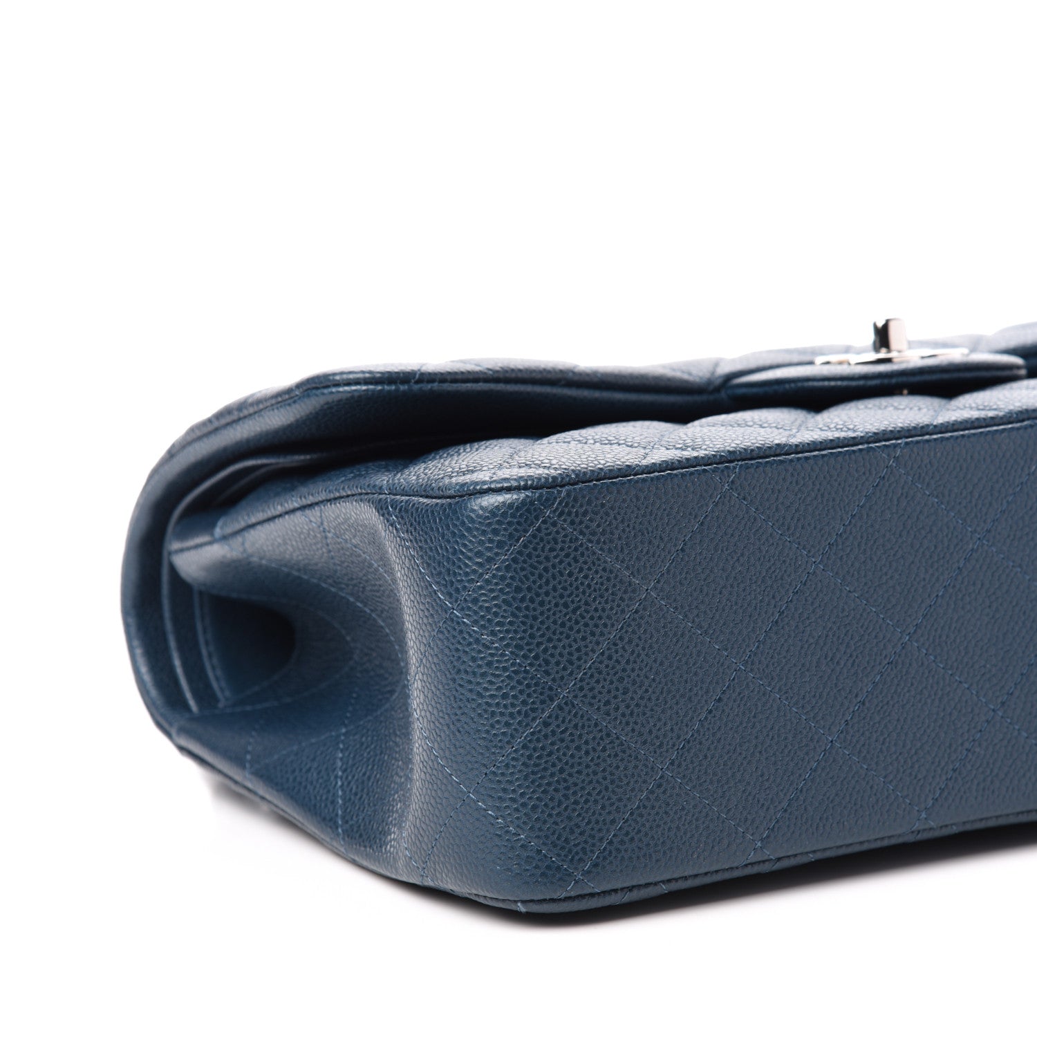 Chanel Metallic Caviar Jumbo Double Flap Blue 9 of 11