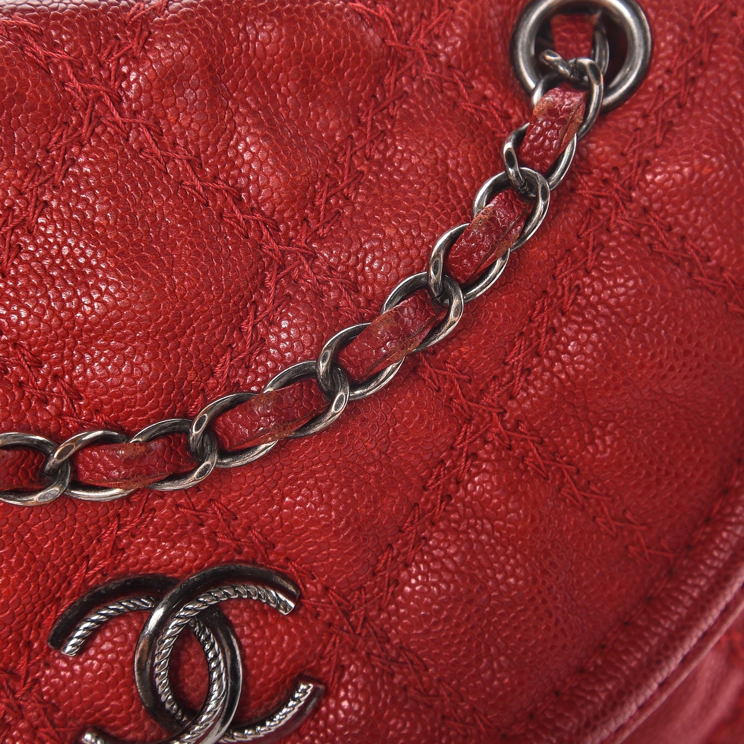 Chanel Caviar Stitched Small Flap Red 10 of 11