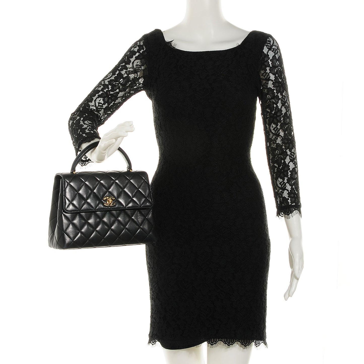 Lambskin Medium Kelly Flap Bag Black