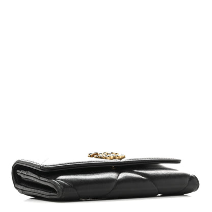 Chanel Shiny Goatskin Quilted Chanel 19 Flap Wallet Black 4 of 13