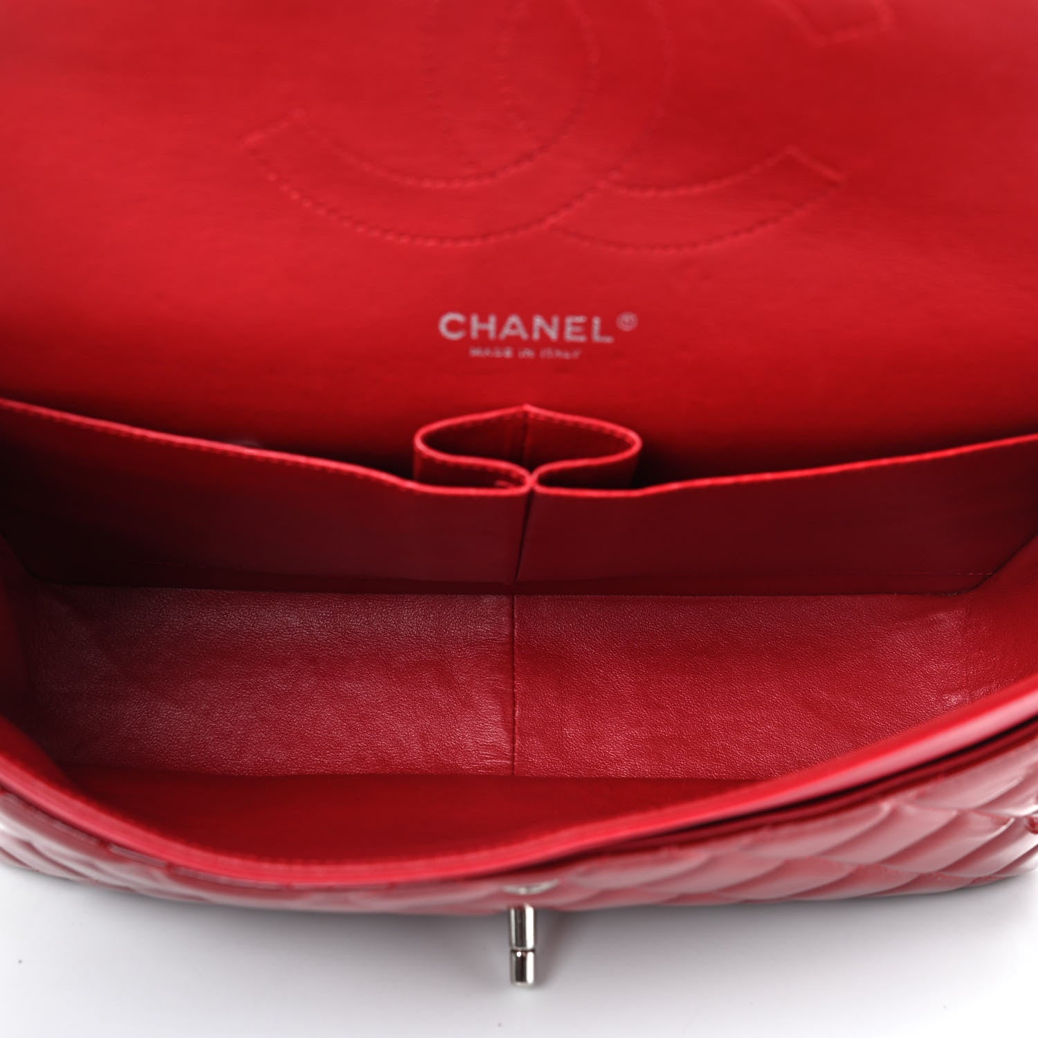 Chanel Patent Quilted Jumbo Double Flap Red 5 of 10