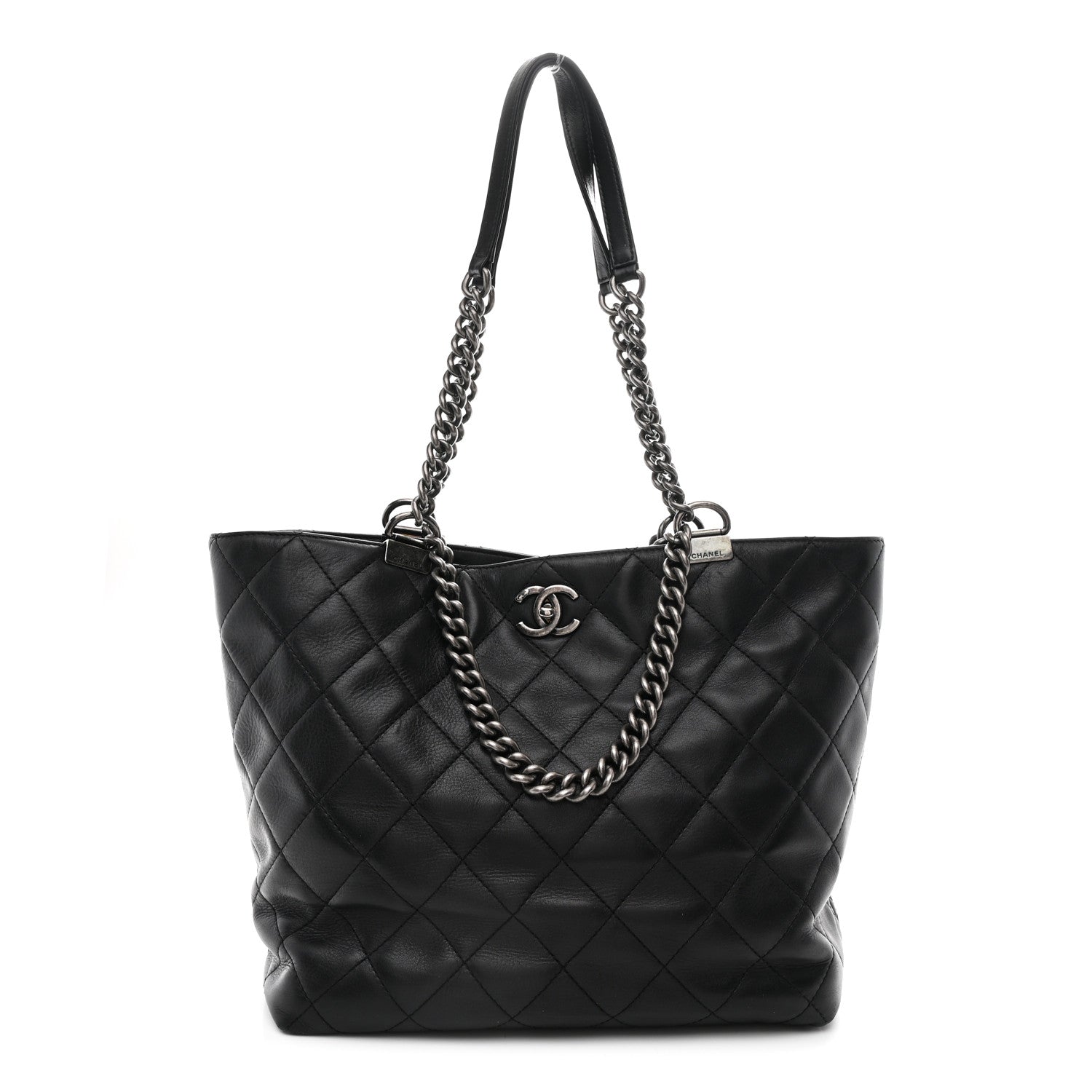 Chanel Calfskin Quilted Large Shopping In Chains Tote Black 1 of 10