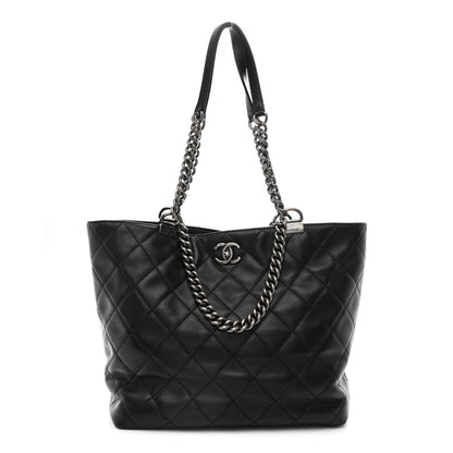 Chanel Calfskin Quilted Large Shopping In Chains Tote Black 1 of 10