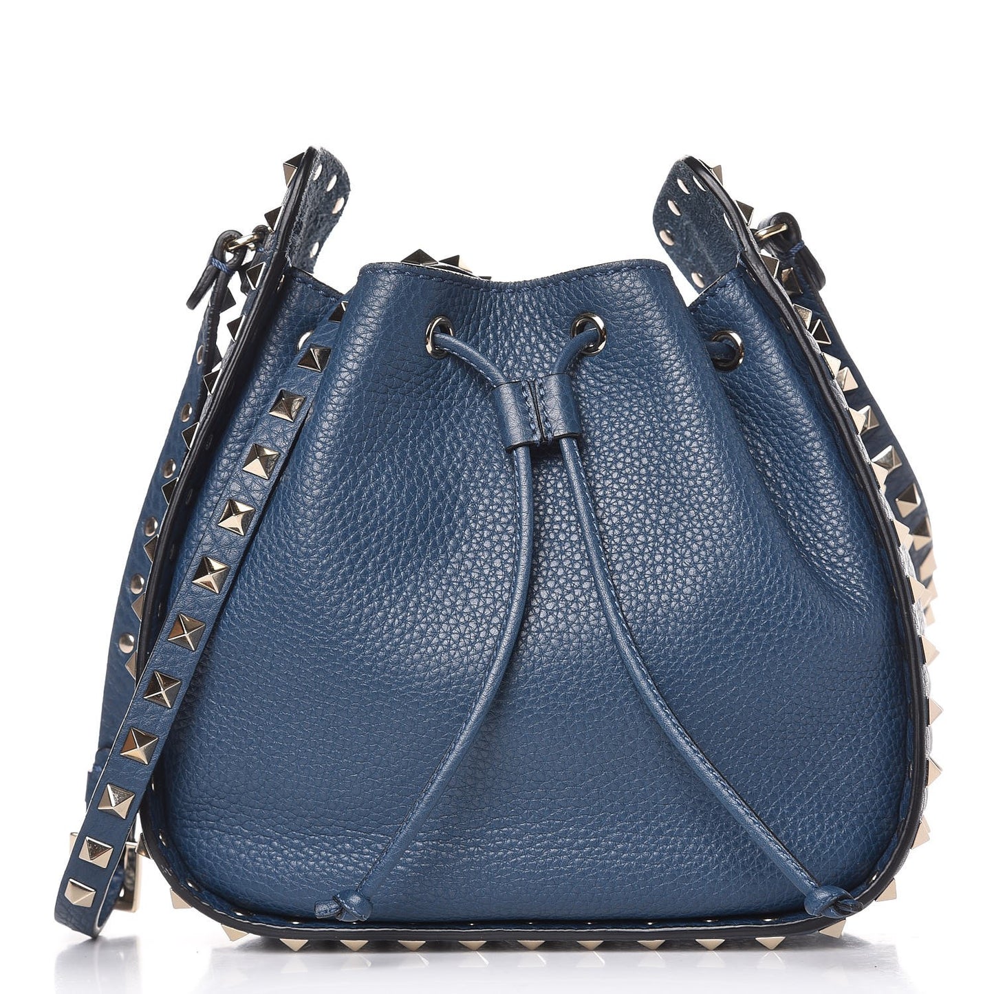 Alce Printed Calfskin Rockstud Bucket Bag Peacock