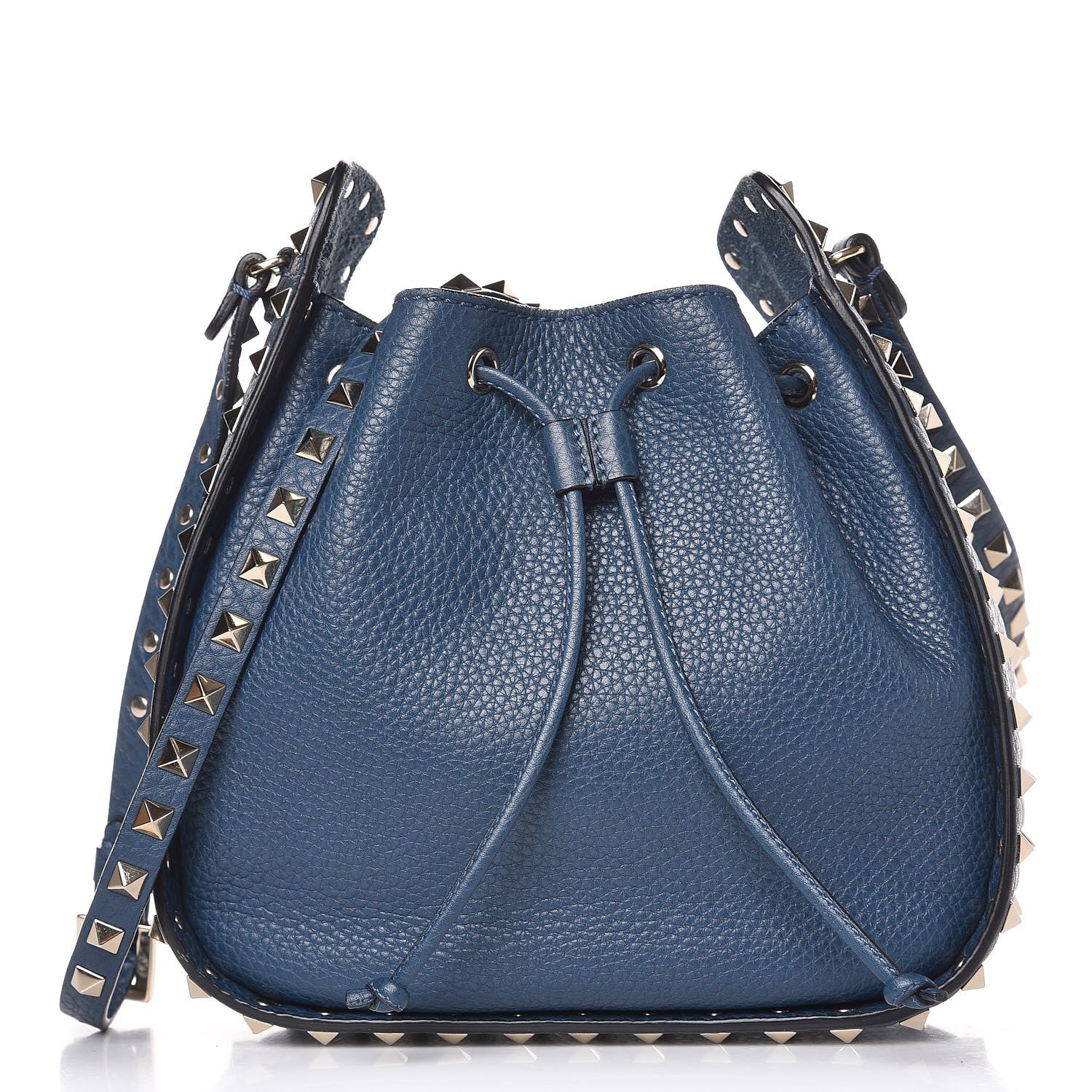 Valentino Garavani Alce Printed Calfskin Rockstud Bucket Bag Peacock 1 of 7