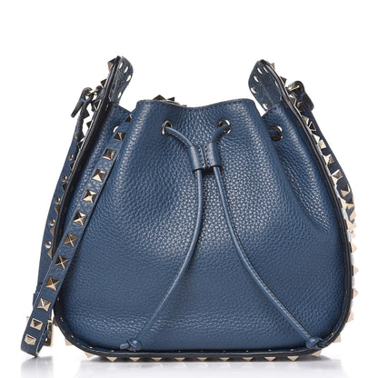 Valentino Garavani Alce Printed Calfskin Rockstud Bucket Bag Peacock 1 of 7