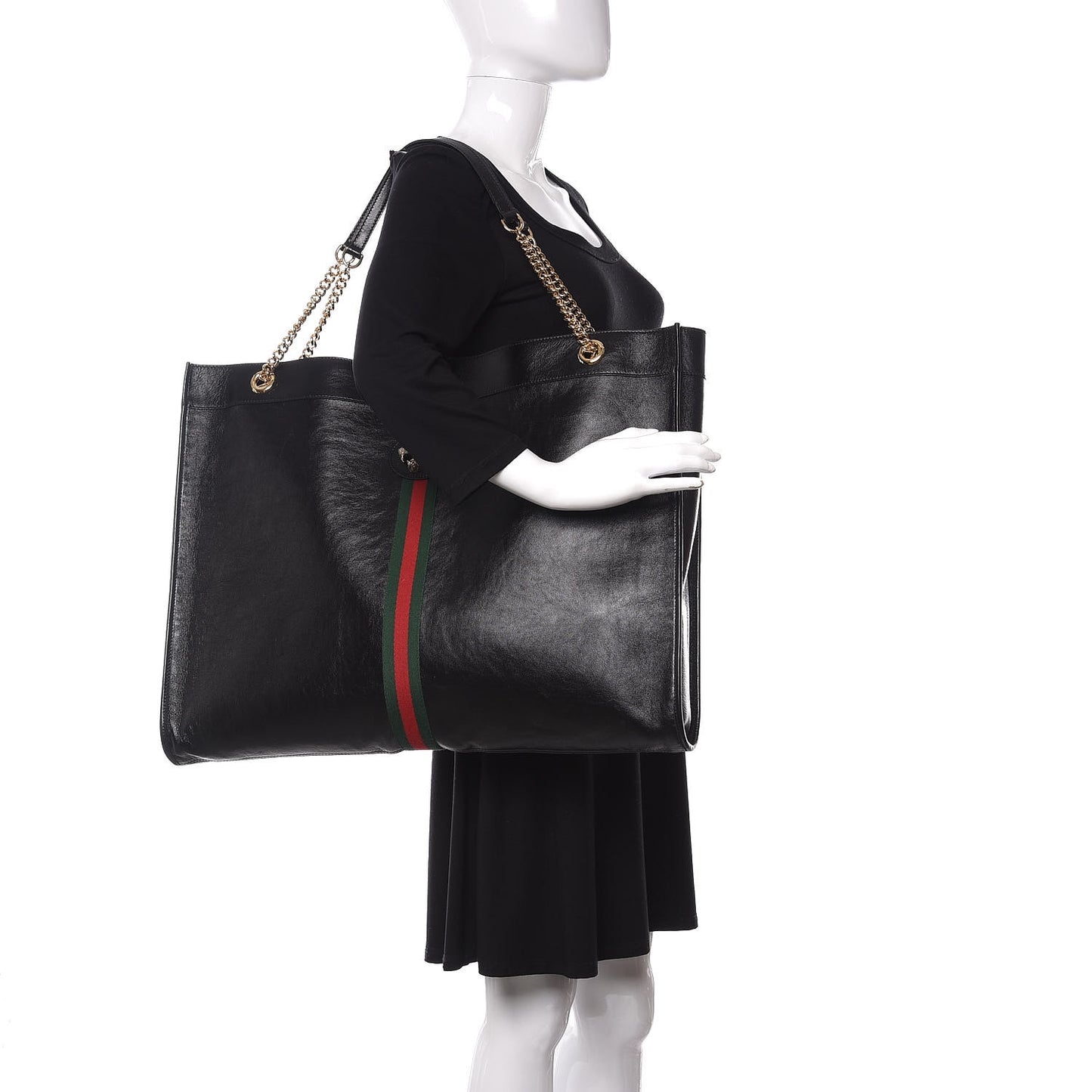 Calfskin Large Rajah Chain Tote Black