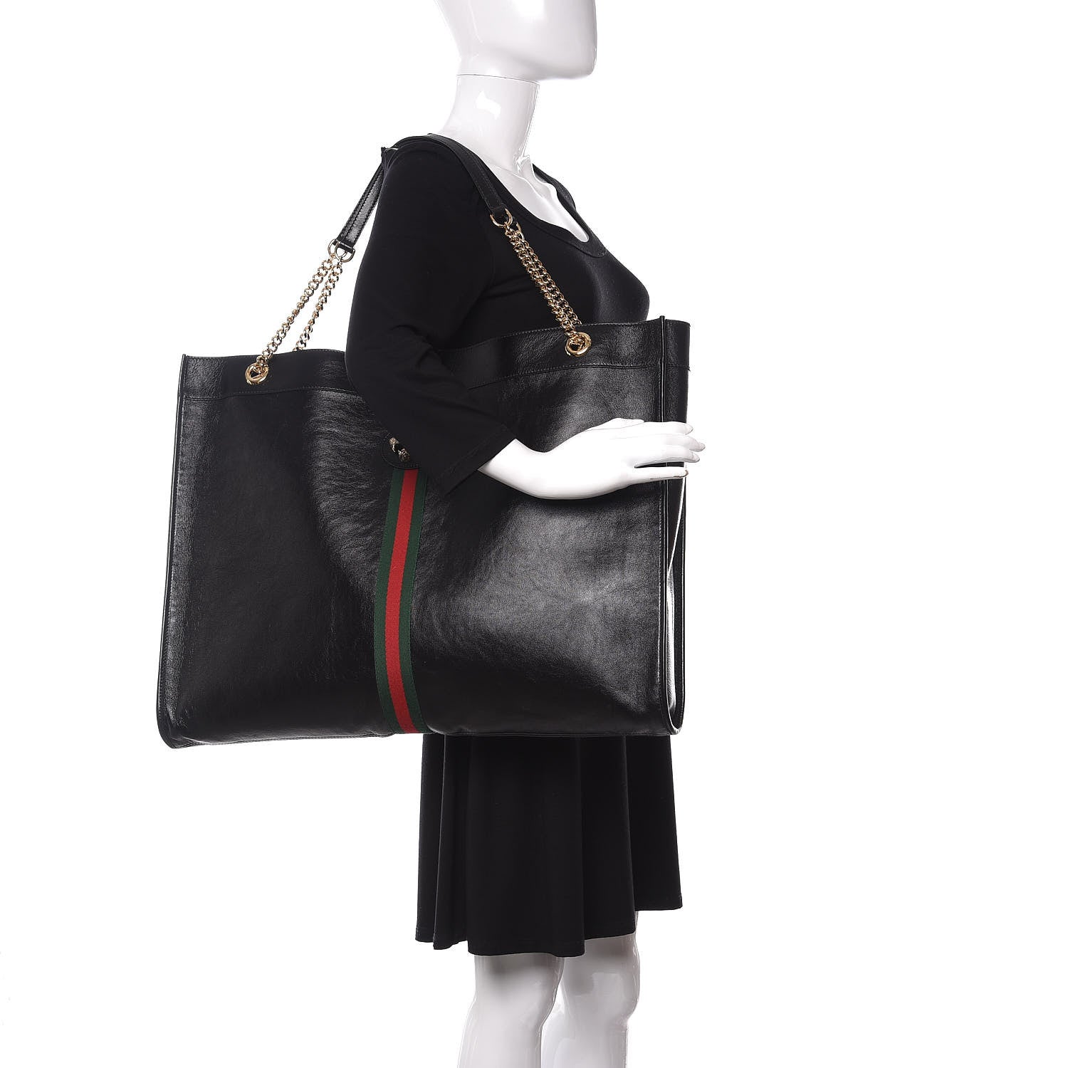 Gucci Calfskin Large Rajah Chain Tote Black 2 of 13
