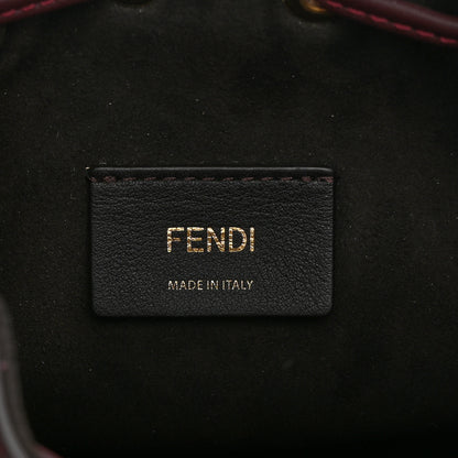 Fendi Chenille Vitello F is Fendi Micro FF Mini Mon Tresor Bucket Bag Rosso Roma 6 of 11