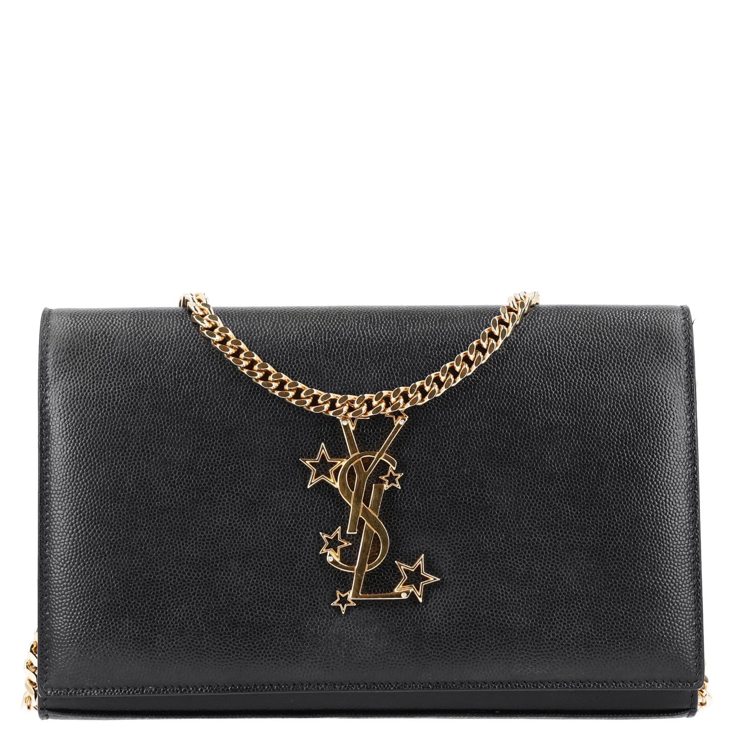 Saint Laurent Grain De Poudre Star Studded Monogram Wallet on Chain Black 1 of 10