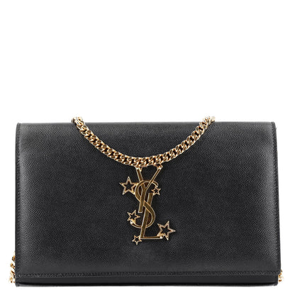 Saint Laurent Grain De Poudre Star Studded Monogram Wallet on Chain Black 1 of 10