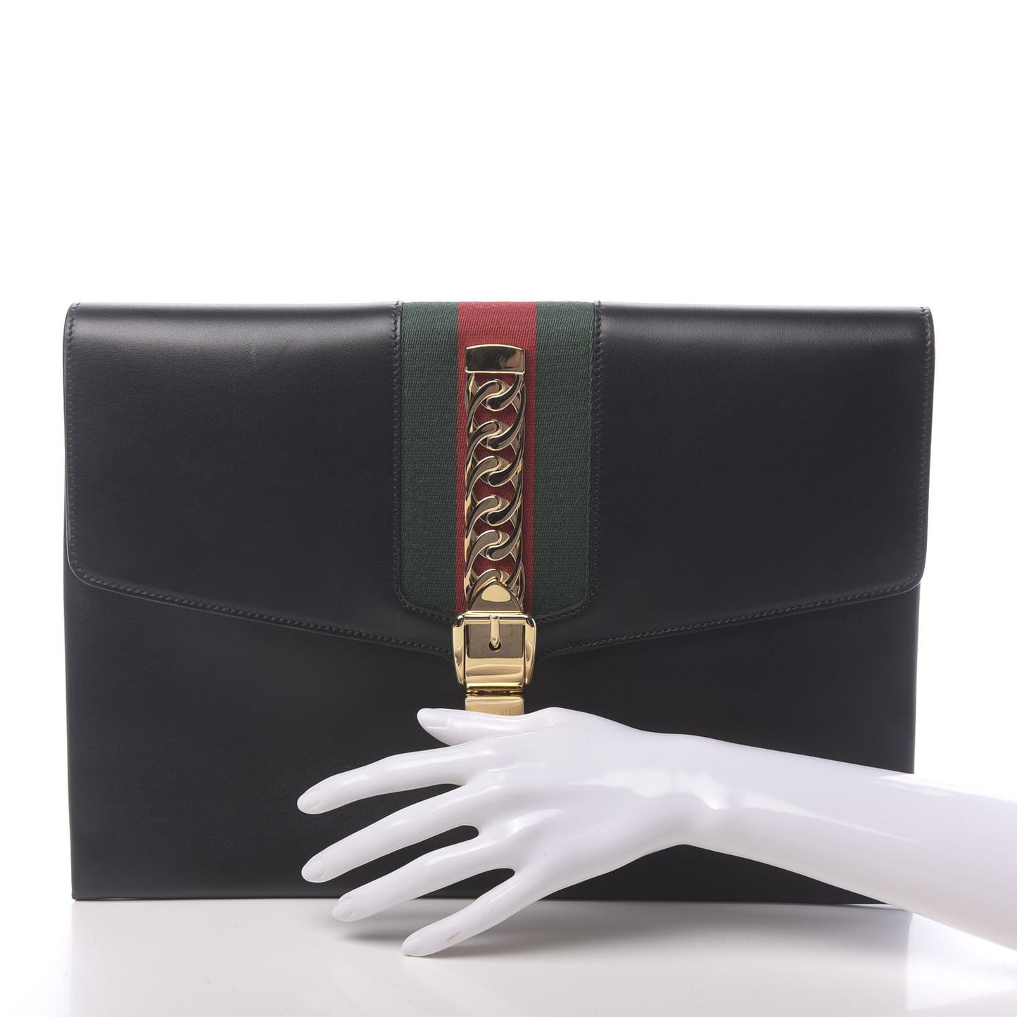 Calfskin Maxi Sylvie Clutch Black