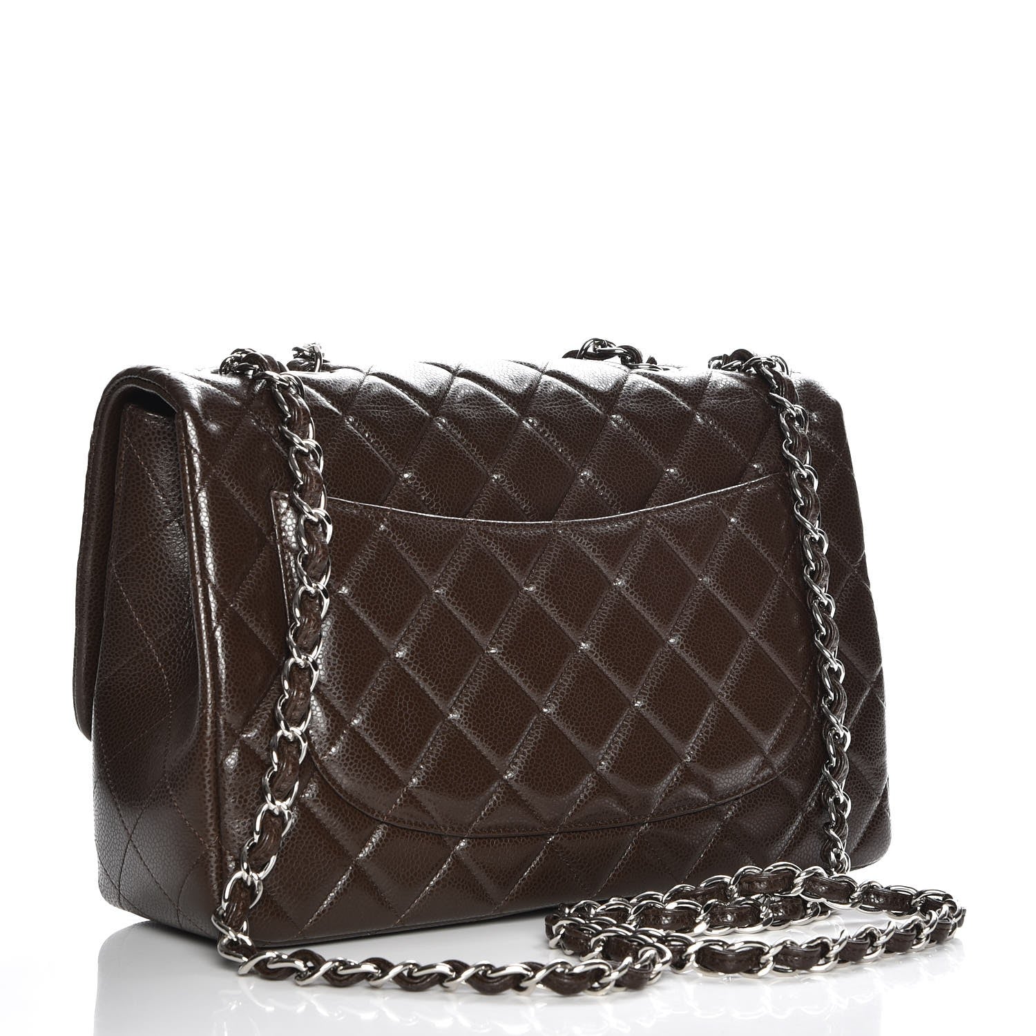 Chanel Caviar Quilted Jumbo Single Flap Dark Brown 4 of 9
