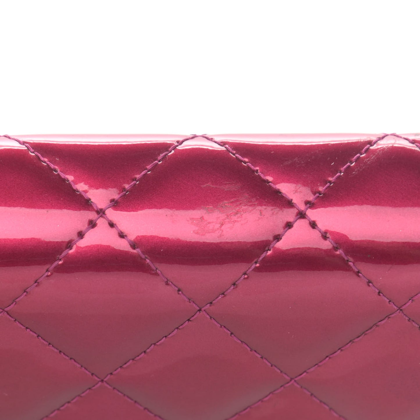 Metallic Patent Calfskin Quilted Boy Wallet On Chain WOC Fuchsia