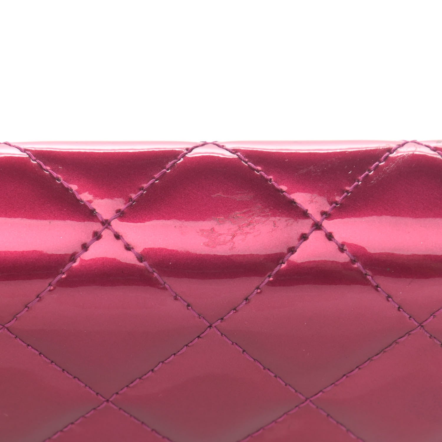 Chanel Metallic Patent Calfskin Quilted Boy Wallet On Chain WOC Fuchsia 9 of 20