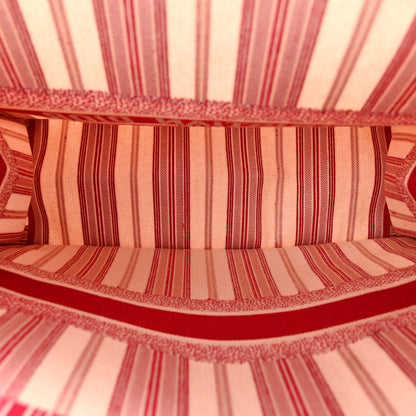 Christian Dior Canvas Embroidered Mykonos Large Striped Book Tote Red 5 of 11