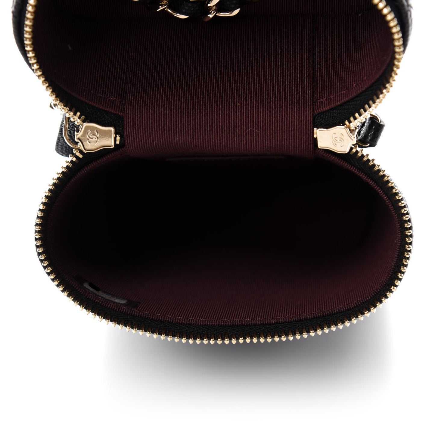 Caviar Quilted Phone Holder With Chain Black