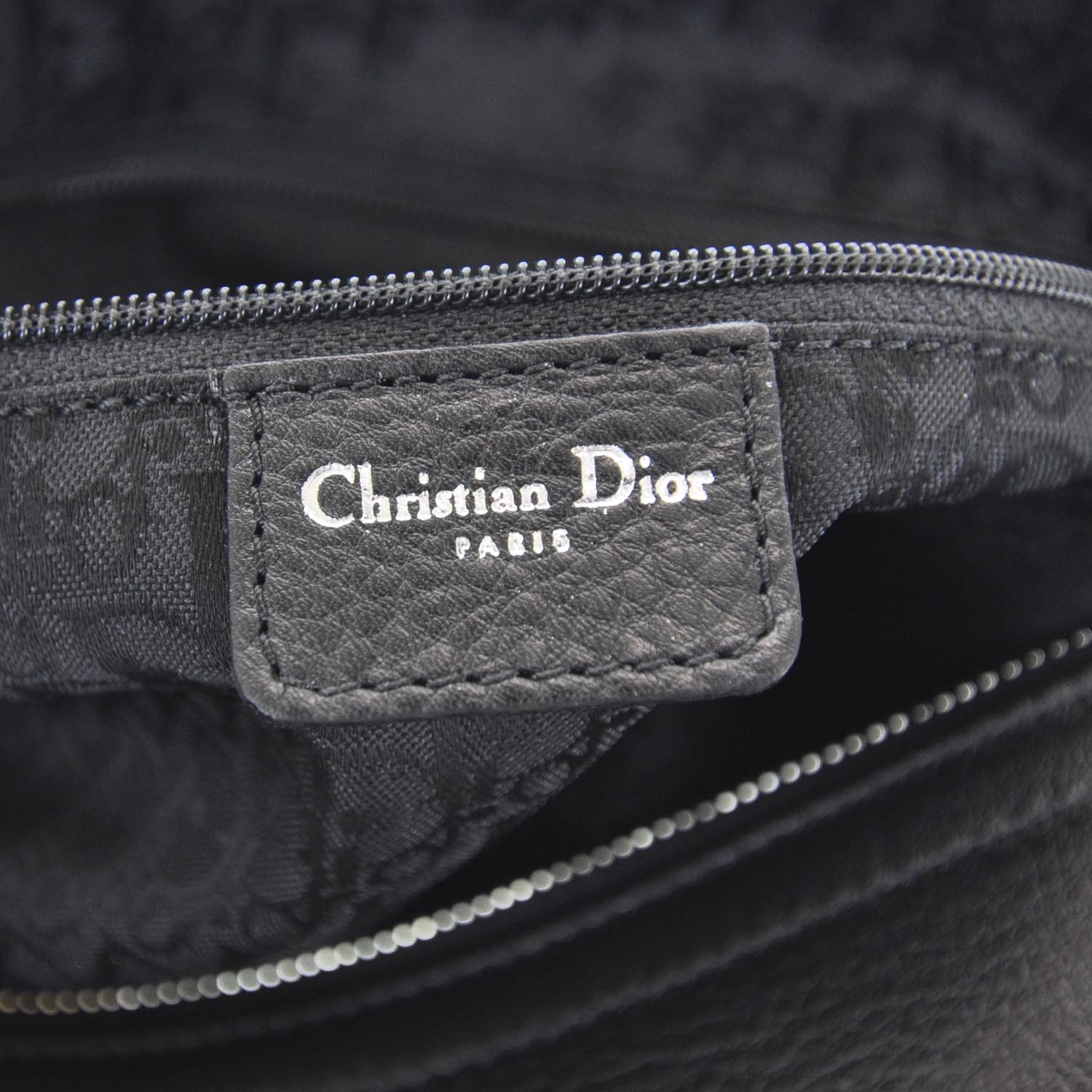 Christian Dior Leather Logo Charms Satchel Black 8 of 9