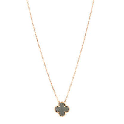 Van Cleef & Arpels 18K Rose Gold Gray Mother of Pearl Vintage Alhambra Pendant Necklace 1 of 5