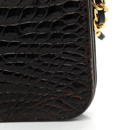 Chanel Shiny Crocodile Evening Flap Dark Brown 11 of 12