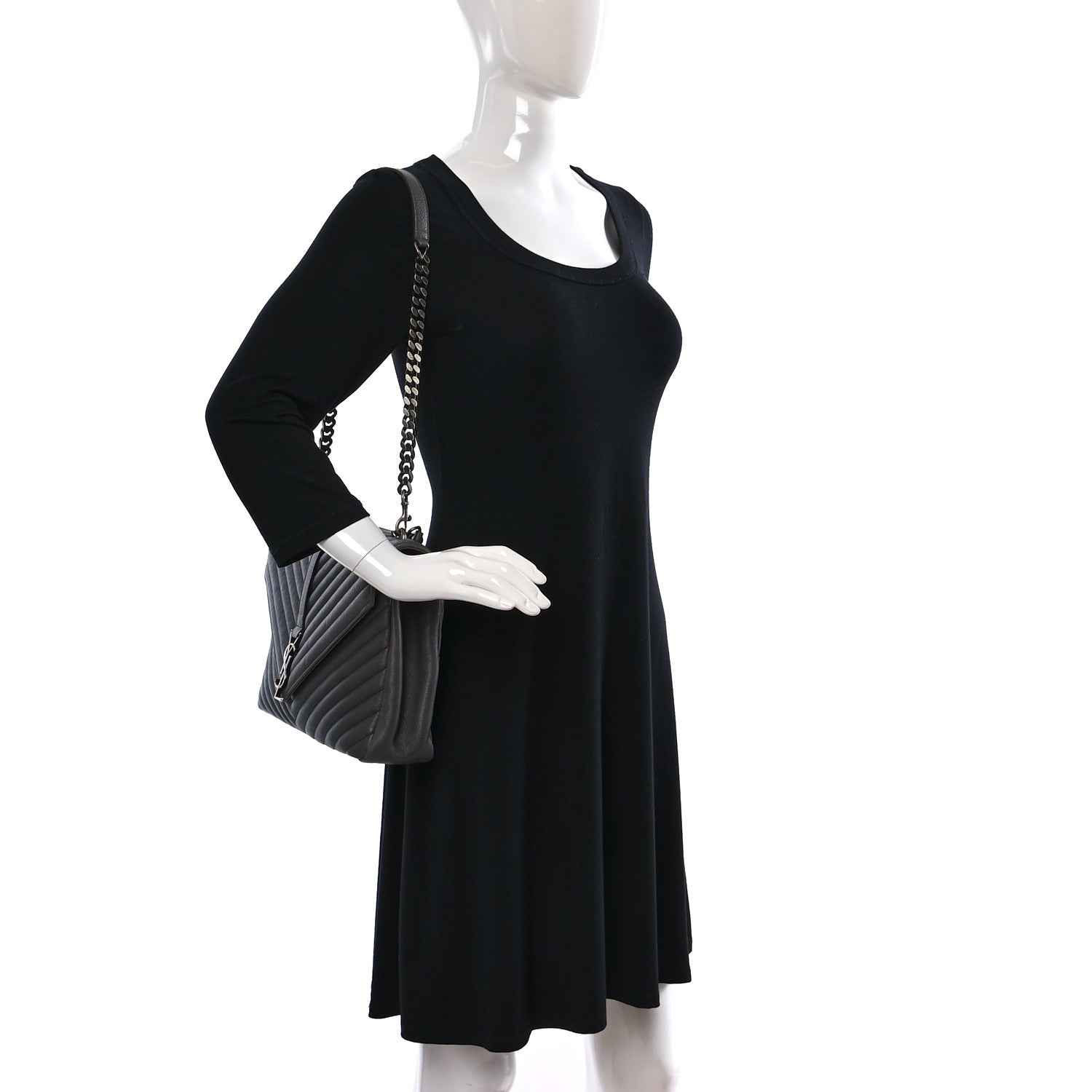 Saint Laurent Sheepskin Matelasse Large Monogram College Satchel Dark Anthracite 2 of 9