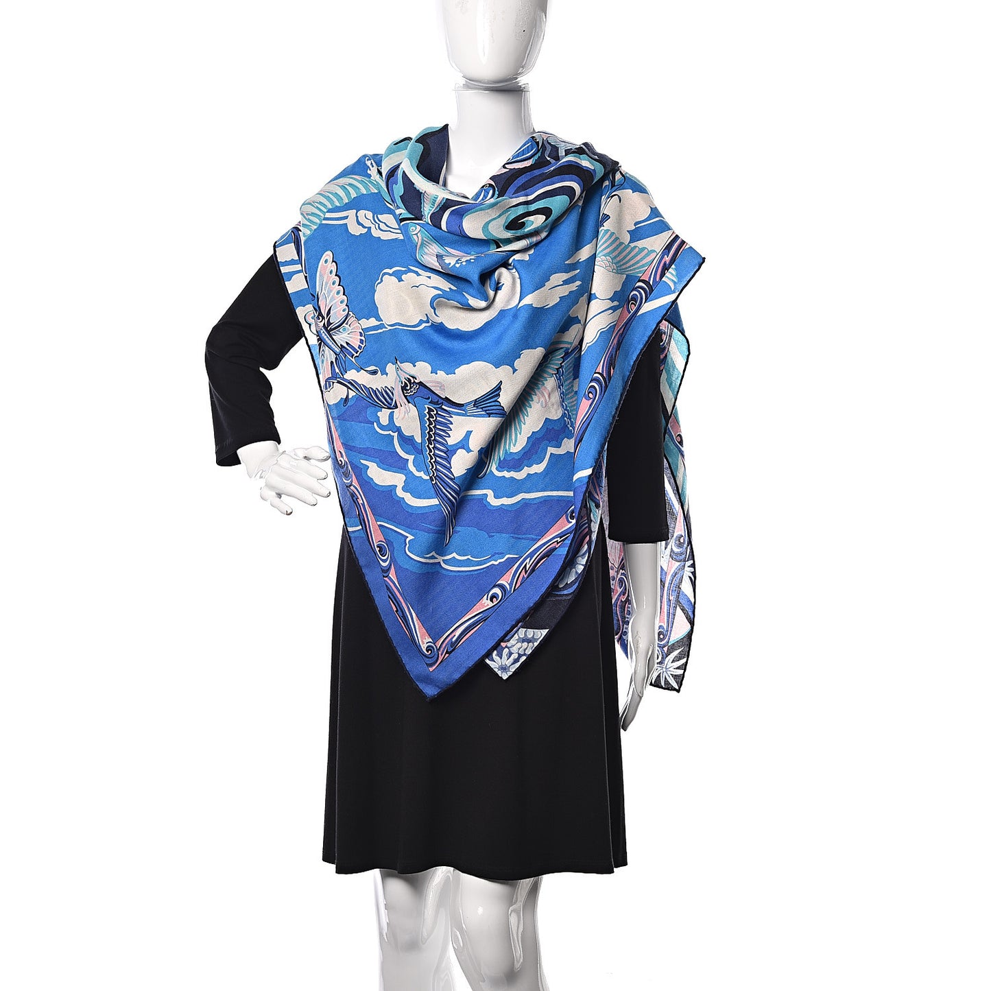 Cashmere Silk De La Mer Au Ciel Shawl 140 Marine Rose Turquoise