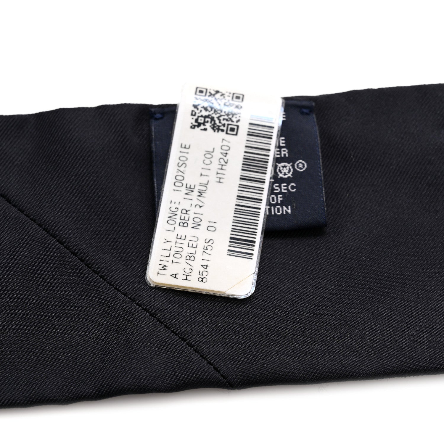 Hermes Silk Embroidered A Toute Berline Long Twilly Bleu Black Multicolor 4 of 4