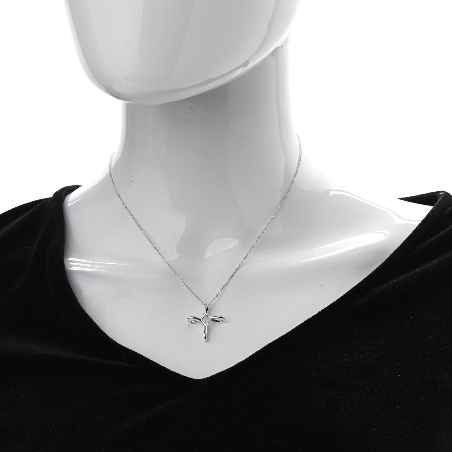 Tiffany Sterling Silver Elsa Peretti Infinity Cross Pendant Necklace 2 of 6
