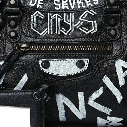 Balenciaga Agneau Classic Hardware Graffiti All Over S City Black 8 of 10