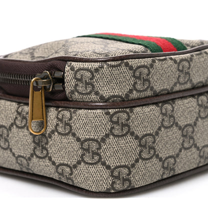 Gucci GG Supreme Monogram Web Mini Ophidia Double Zip Messenger Bag Beige New Acero 9 of 10