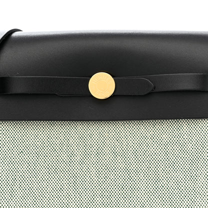 Hermes Military Toile Vache Hunter Herbag Zip Retourne 20 Ecru Vert Moyen Black 8 of 11