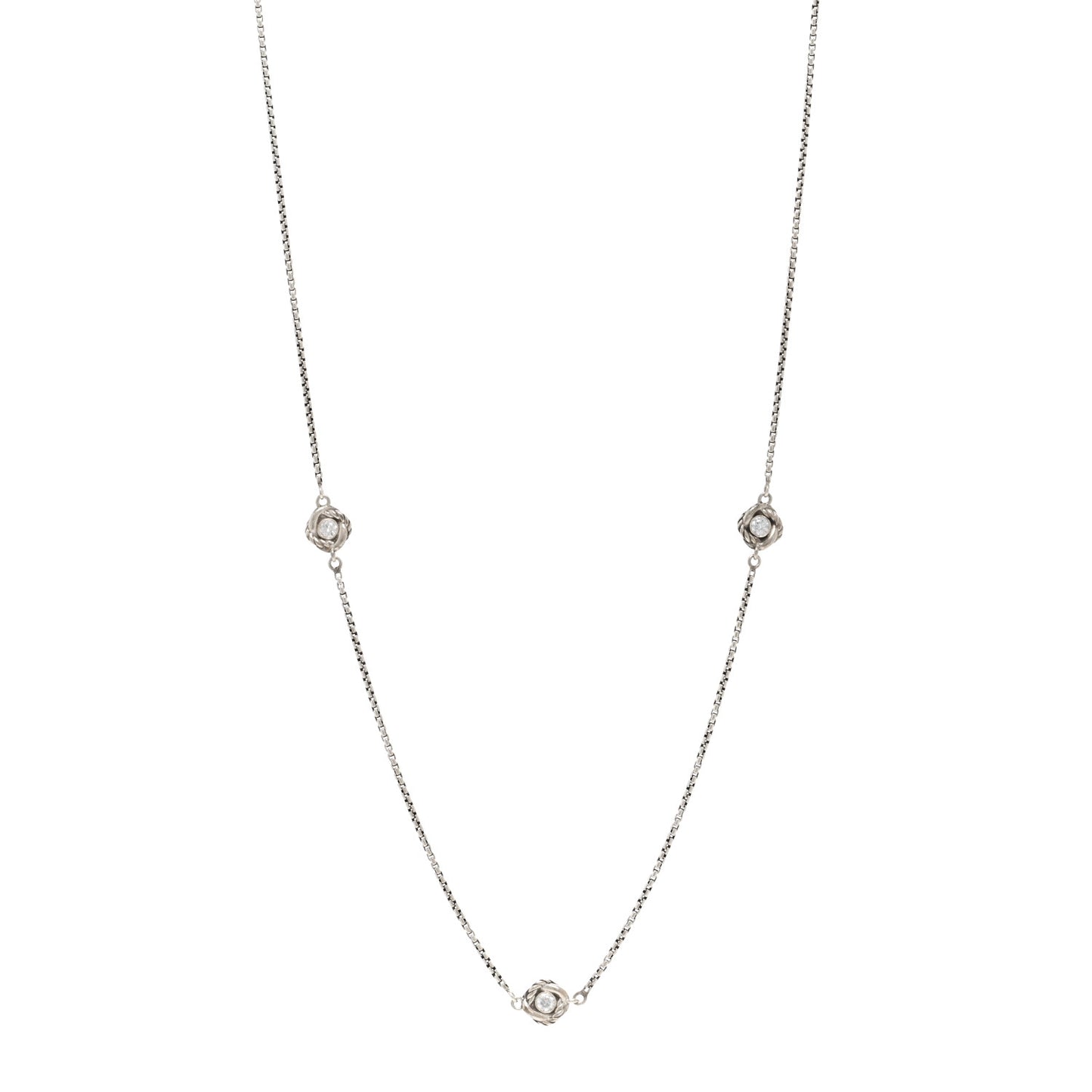 Sterling Silver Diamond Infinity 3 Station Necklace