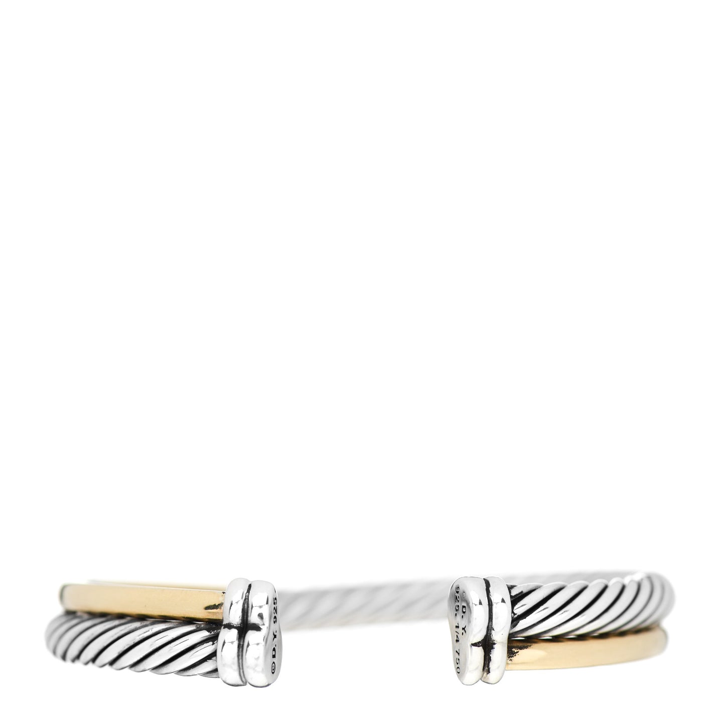 Sterling Silver 18K Yellow Gold 5mm Crossover Cuff Bracelet