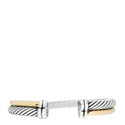 David Yurman Sterling Silver 18K Yellow Gold 5mm Crossover Cuff Bracelet 2 of 3