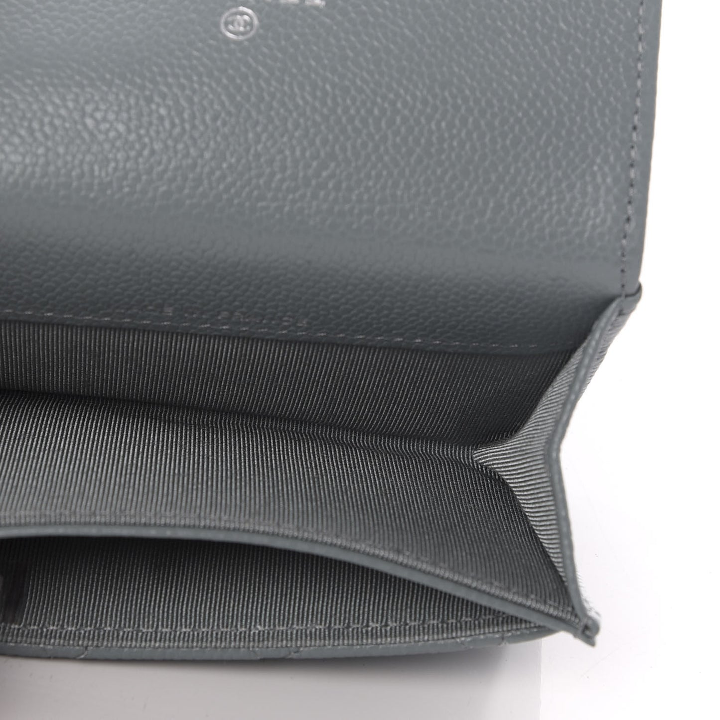 Caviar Quilted Flap Card Holder Wallet Dark Grey