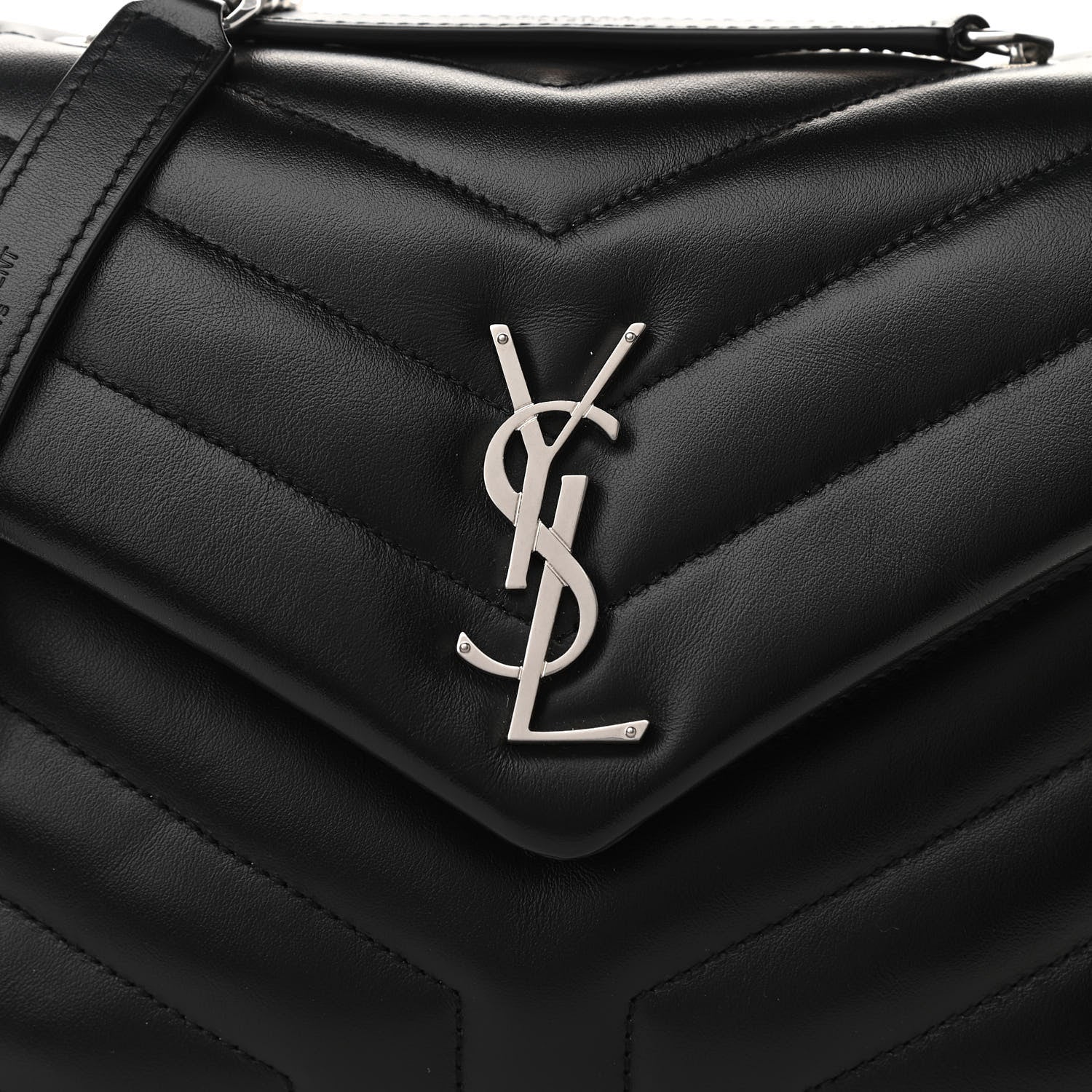 Saint Laurent Calfskin Y Quilted Monogram Small Loulou Chain Satchel Black 7 of 10