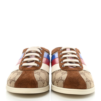 Gucci Suede Monogram Web Womens Falacer Sneakers 37 Nocciola Beige Mystic White Hibiscus Red 2 of 10