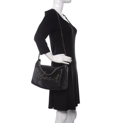 Chanel Calfskin Chain 20s Signature Hobo Black 2 of 11