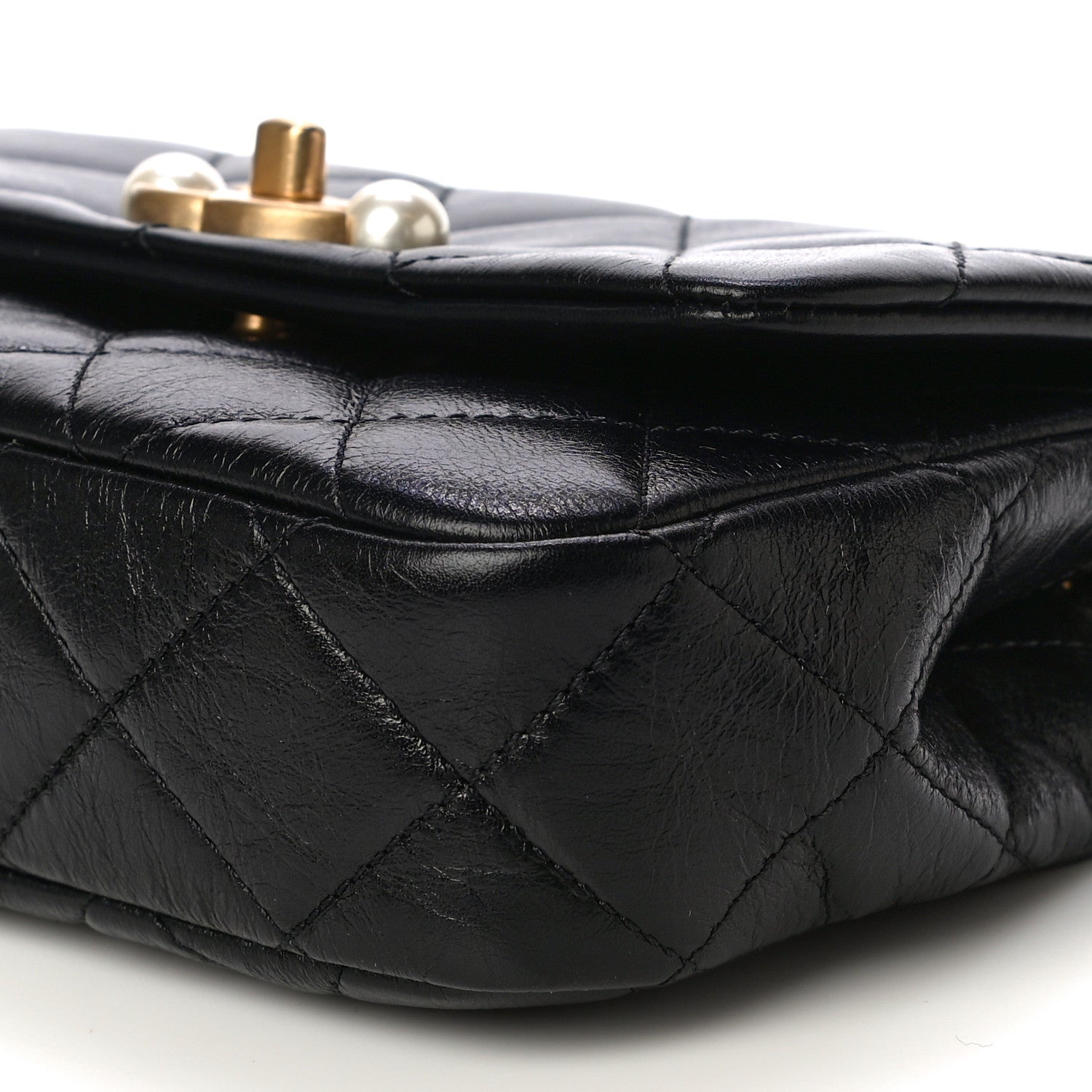 Chanel Calfskin Quilted Mini Pearl Flap Bag Black 10 of 15