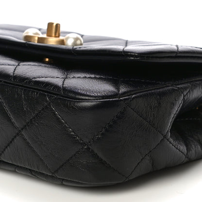 Chanel Calfskin Quilted Mini Pearl Flap Bag Black 10 of 15
