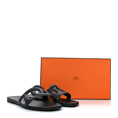 Hermes Rubber Aloha Sandals 38 Black 9 of 9
