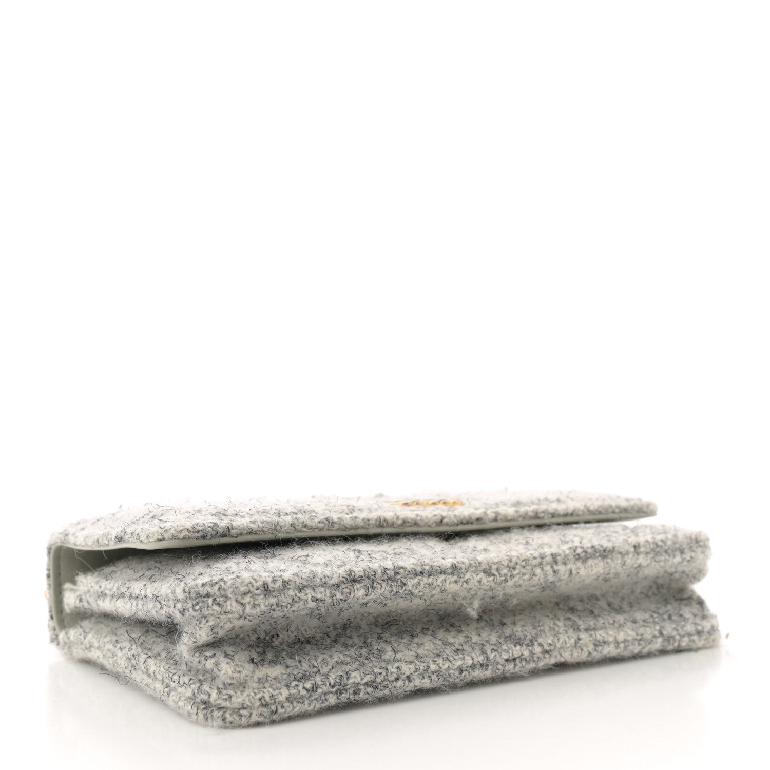 Chanel Wool Tweed Lambskin Quilted Chanel 19 Wallet On Chain WOC Grey Ecru 4 of 14