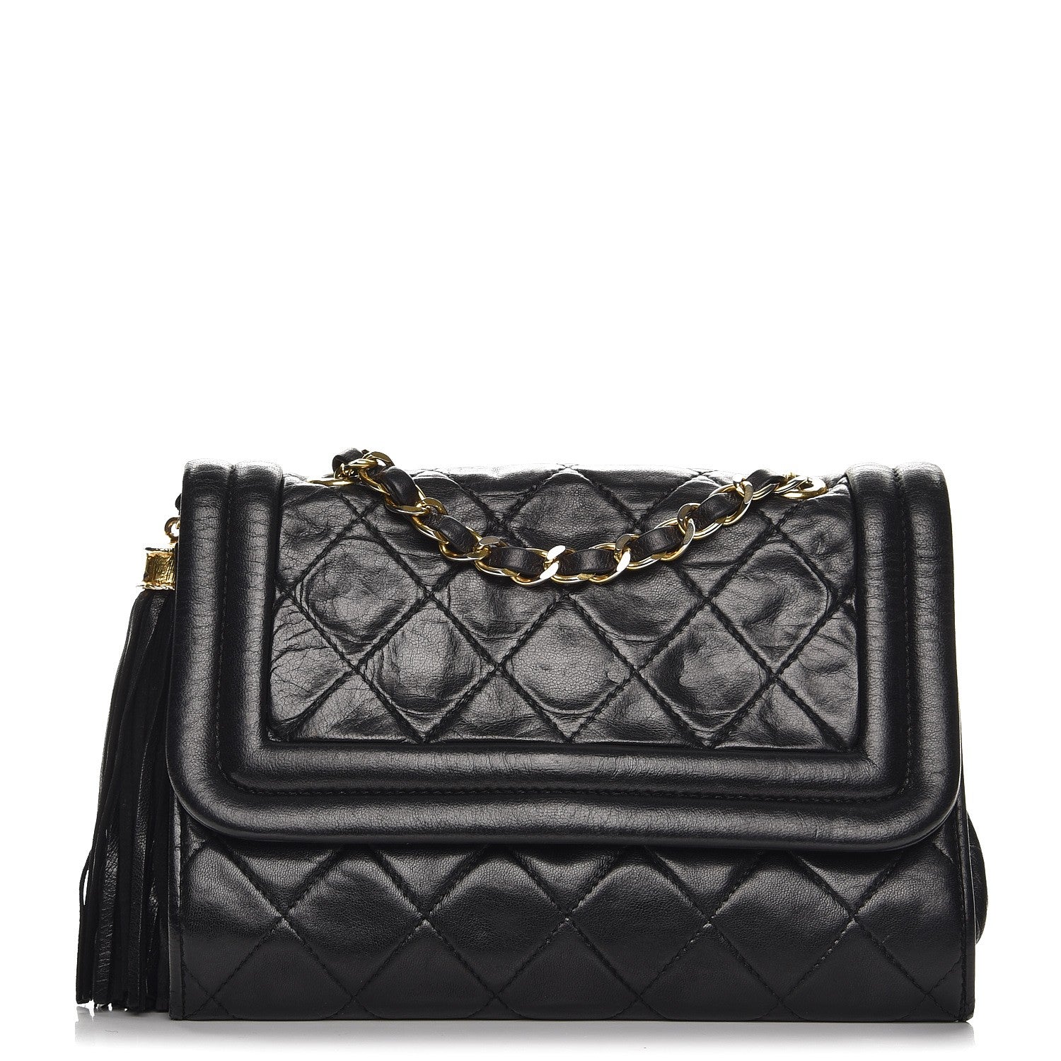 Chanel Lambskin Quilted Tassel Flap Black 1 of 11