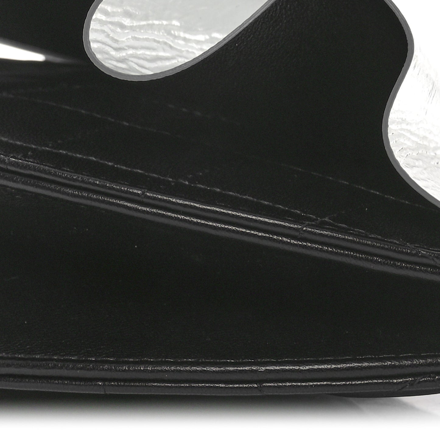 Metallic Lambskin Wave Clutch Black Silver