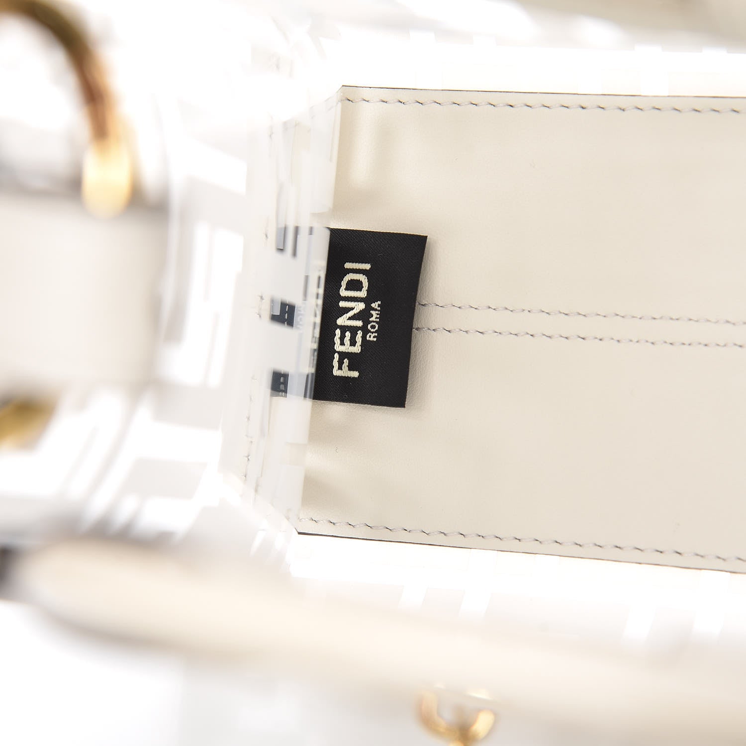 Fendi TPU FF Vitello Century Plexiglass Small Runaway Shopper Tote White 6 of 10